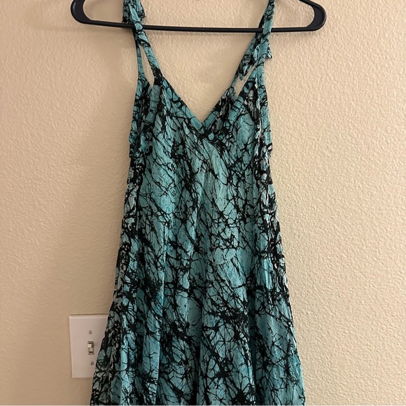Soft Surroundings Blue Asymmetrical Maxi Tank Dress Bohemian Tie Dye Size Small - Picture 9 of 9